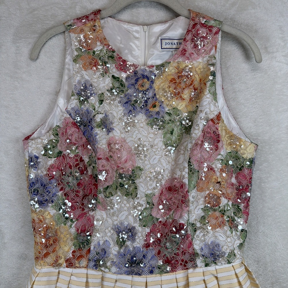 Vintage Jonathan Tait Floral Sequin Lace Formal Maxi Dress Gown Size 8 USA